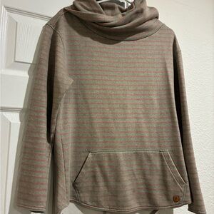 Burton Turtleneck Sweatshirt in Gray and Pink Stripes